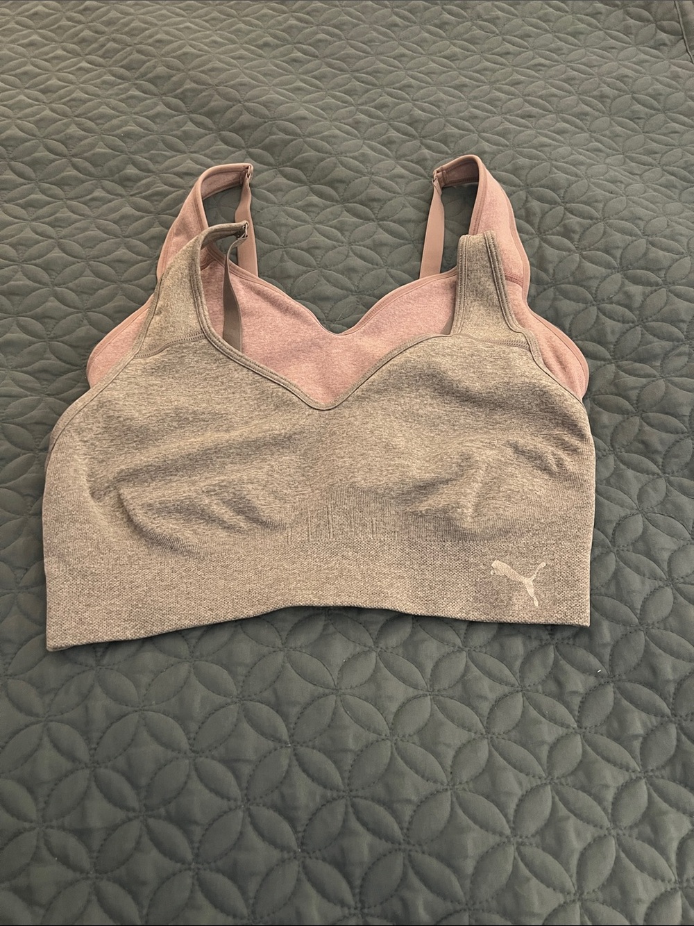Puma Pink and Gray Seamless Support Sports Bra